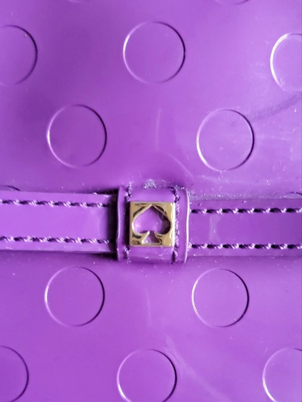 Kate Spade Patent Tote Bag Large Purple Dotted Work Laptop Sz